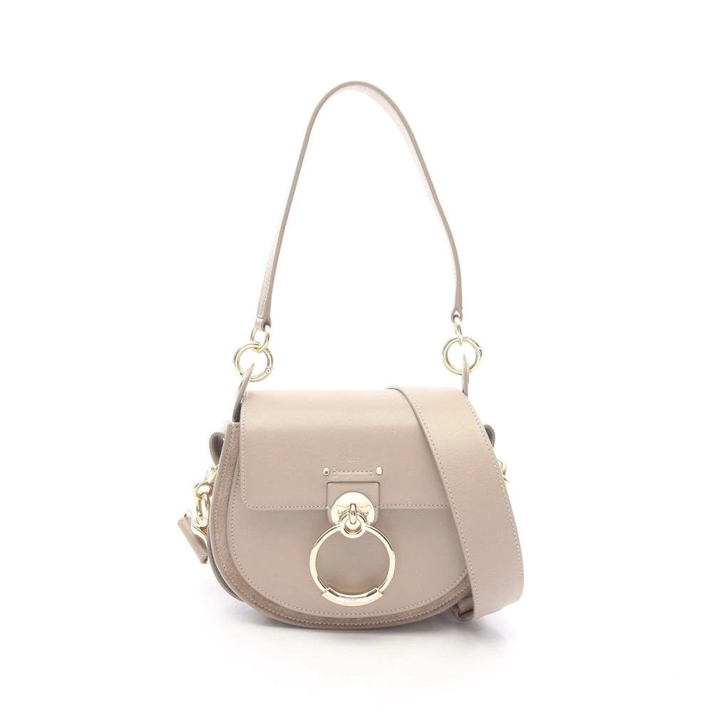 Chloe Tess Handbag Leather Suede Beige Tan